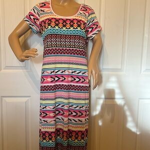 Eyeshadow colorful native print maxi swim coverup . High slits sz M